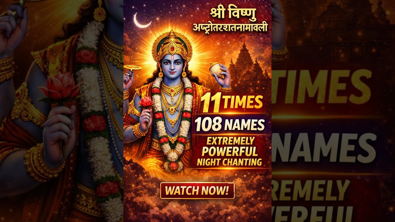 🕉️ श्री विष्णु अष्टोत्तरशतनामावली 108 नाम | 11 बार | Powerful Night Chanting
