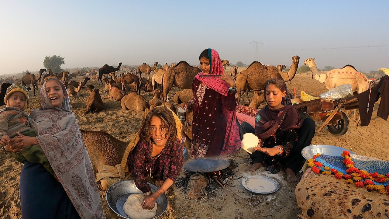 Desert Village Life of Camel People | Camel People Family Morning Routine In Hot Summer