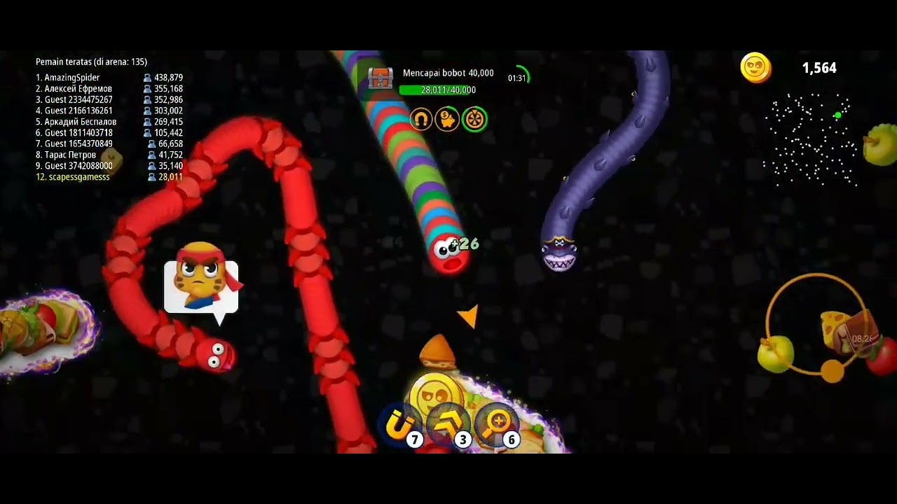 Jebaak cacing besaRR dan kecil sikatt abiss     game cacing worms zone.lo