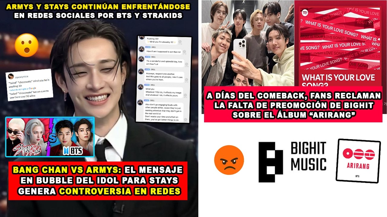 😮BANG CHAN VS ARMYS? MENSAJE EN BUBBLE DEL IDOL DESATA POLÉMICA EN REDES/ARMYS EXIGEN PROMO ARIRANG