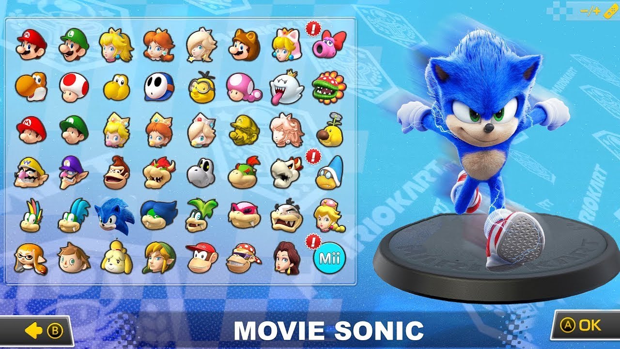 What if you play Movie Sonic in Mario Kart 8 Deluxe (DLC Courses) 4K