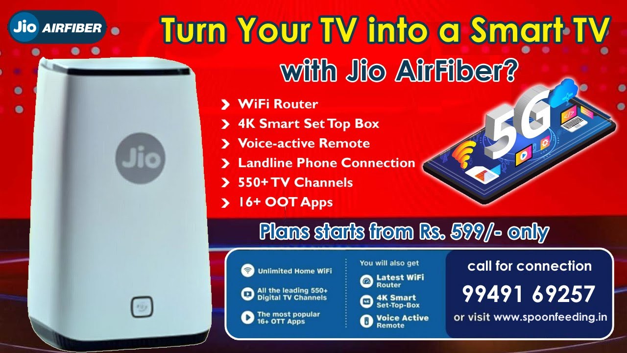 Jio Airfiber Online Booking: Get 5G Internet, Smart TV Setup Box, 16 OTT Apps & Landline Connection