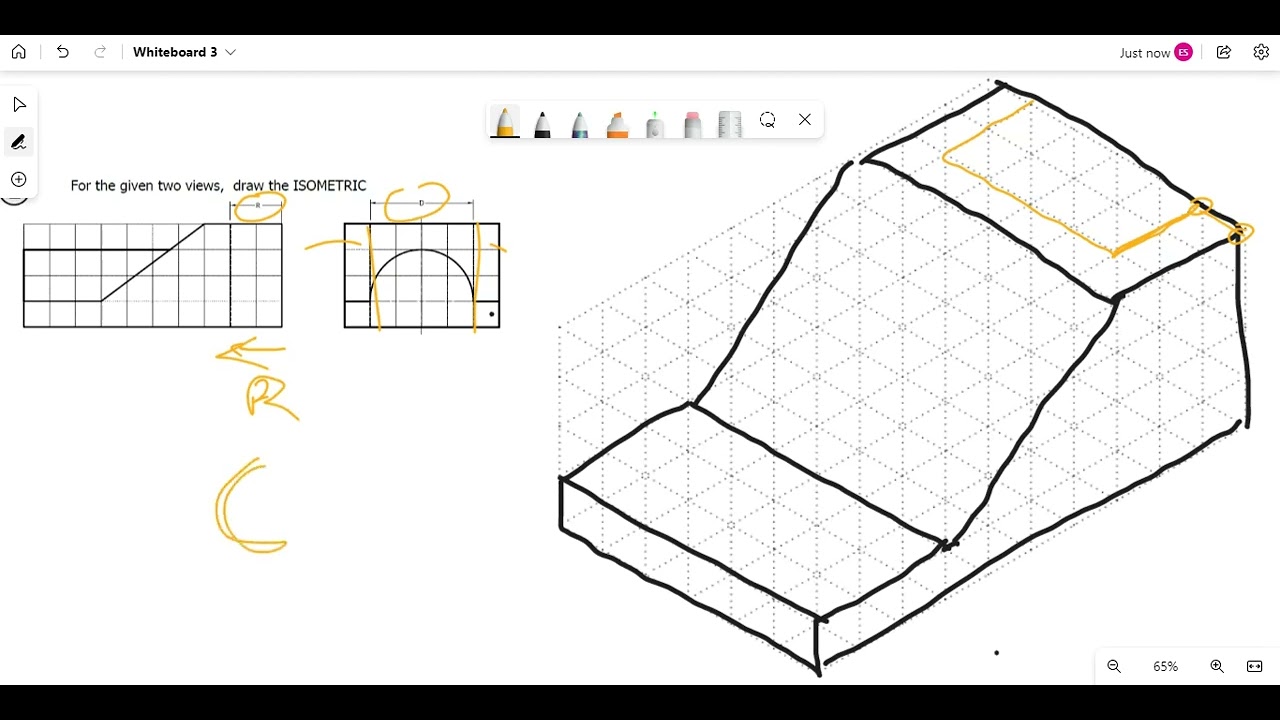 رسم منظور دائرة على مستوى مائل | Isometric of inclined circle