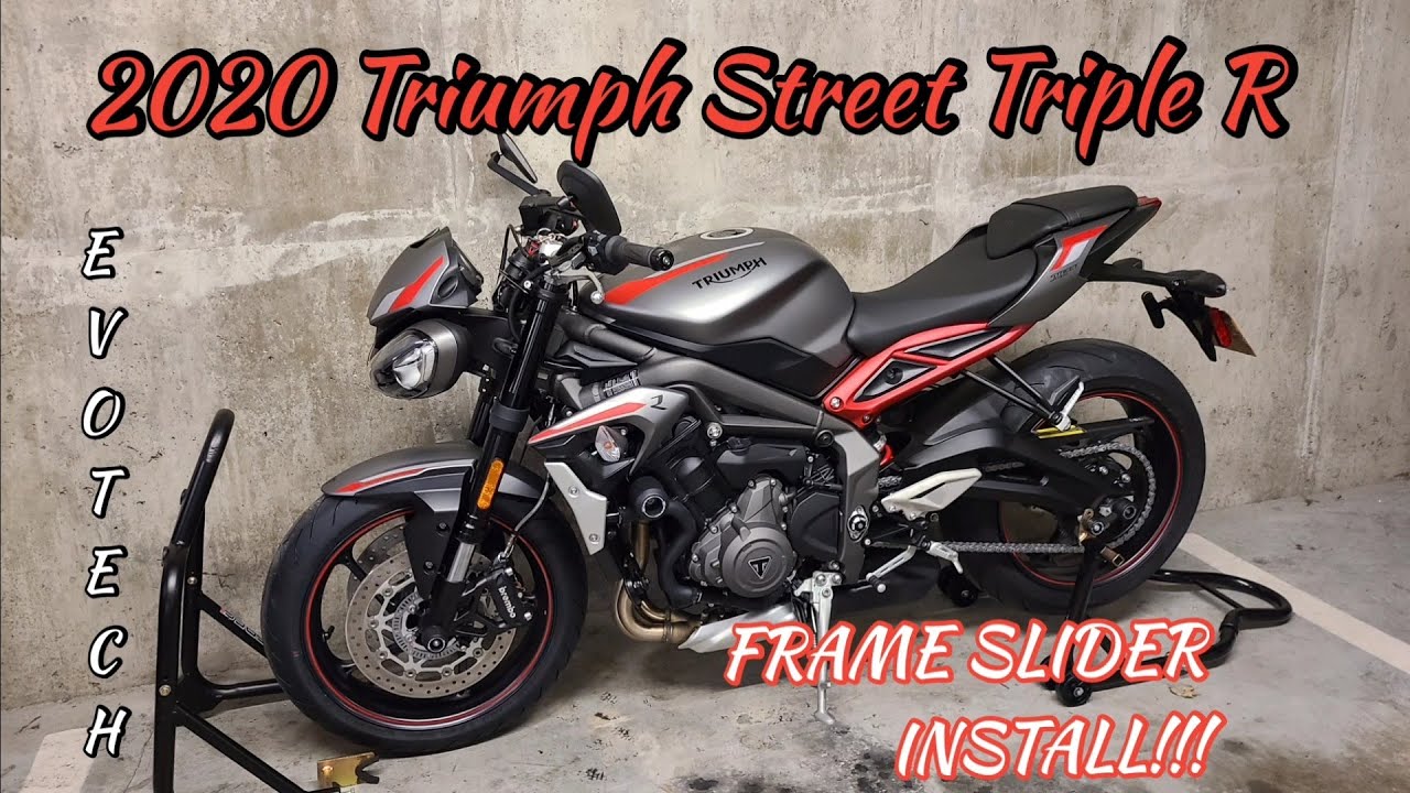 2020 TRIUMPH STREET TRIPLE R | EVOTECH FRAME SLIDERS INSTALL | FRONT FORK AND REAR FRAME SLIDERS