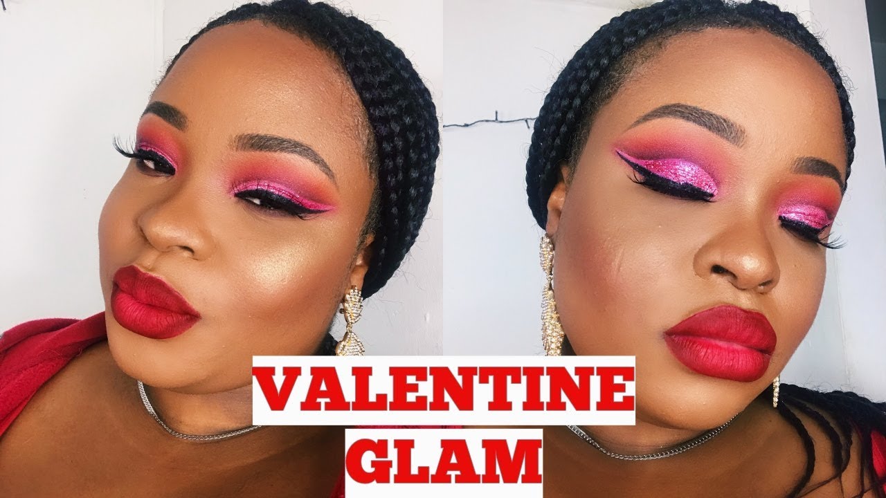 PINK AND RED GLITTER CUT CREASE ON HOODED EYES | VALENTINE DAY MAKEUP LOOK | JENNY FYN