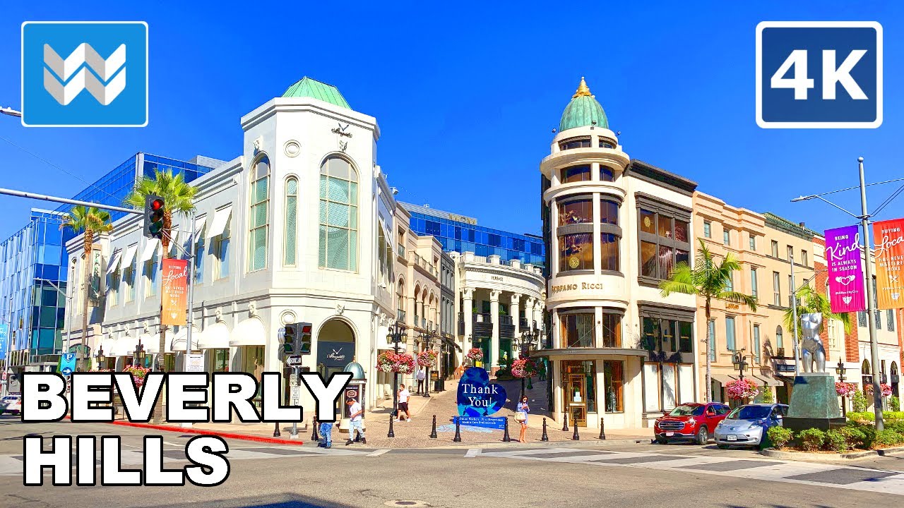[4K] Beverly Hills (Rodeo Drive) in Los Angeles, California USA - Walking Tour & Travel Guide 🎧