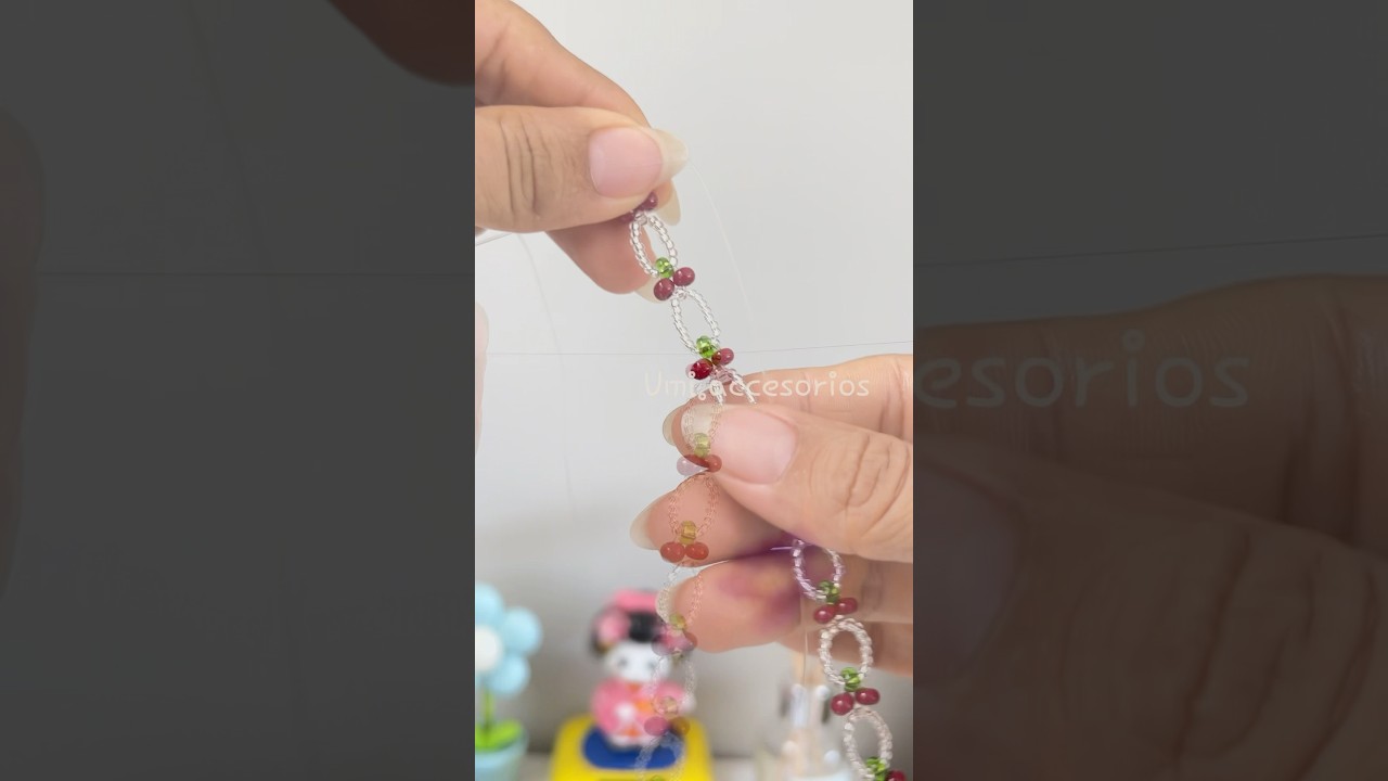 Pulsera cereza con mostacillas 🍒 🌸 #parati #shortvideo #pulseras #bracelet #fypyoutube #reels 🍒✨