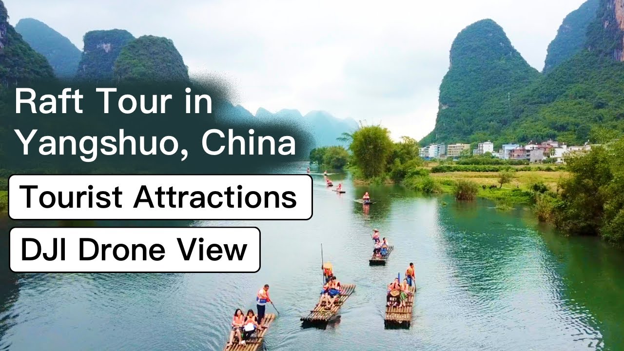 4K Yulong River, Yangshuo, Guangxi, China, raft tour of the karst terrain; by DJI Mavic Pro!