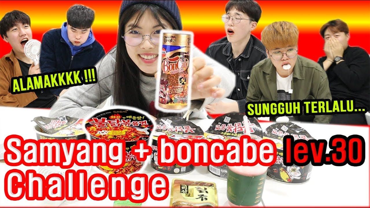 [Gokil] HAMPIR PINGSAN !! MAKAN SAMYANG + BONCABE LEV.30 I 불닭볶음면과 인도네시아 고추가루 먹기 도전!!