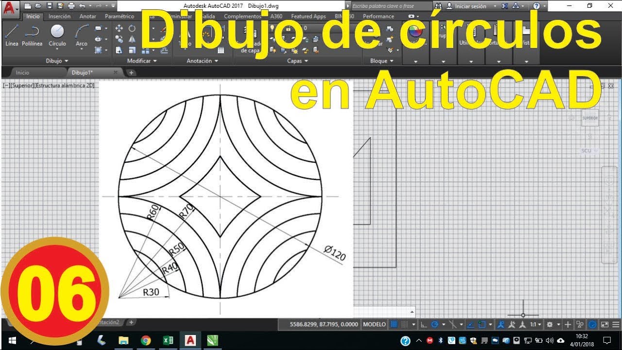 Autocad. Dibujo de círculos (1/4) - DESDE CERO. Video 06.