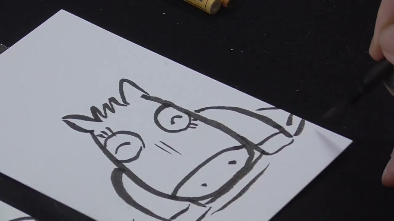絵手紙入門　楽しく簡単に四季を描こう　ナンテンと馬　How to draw a picture