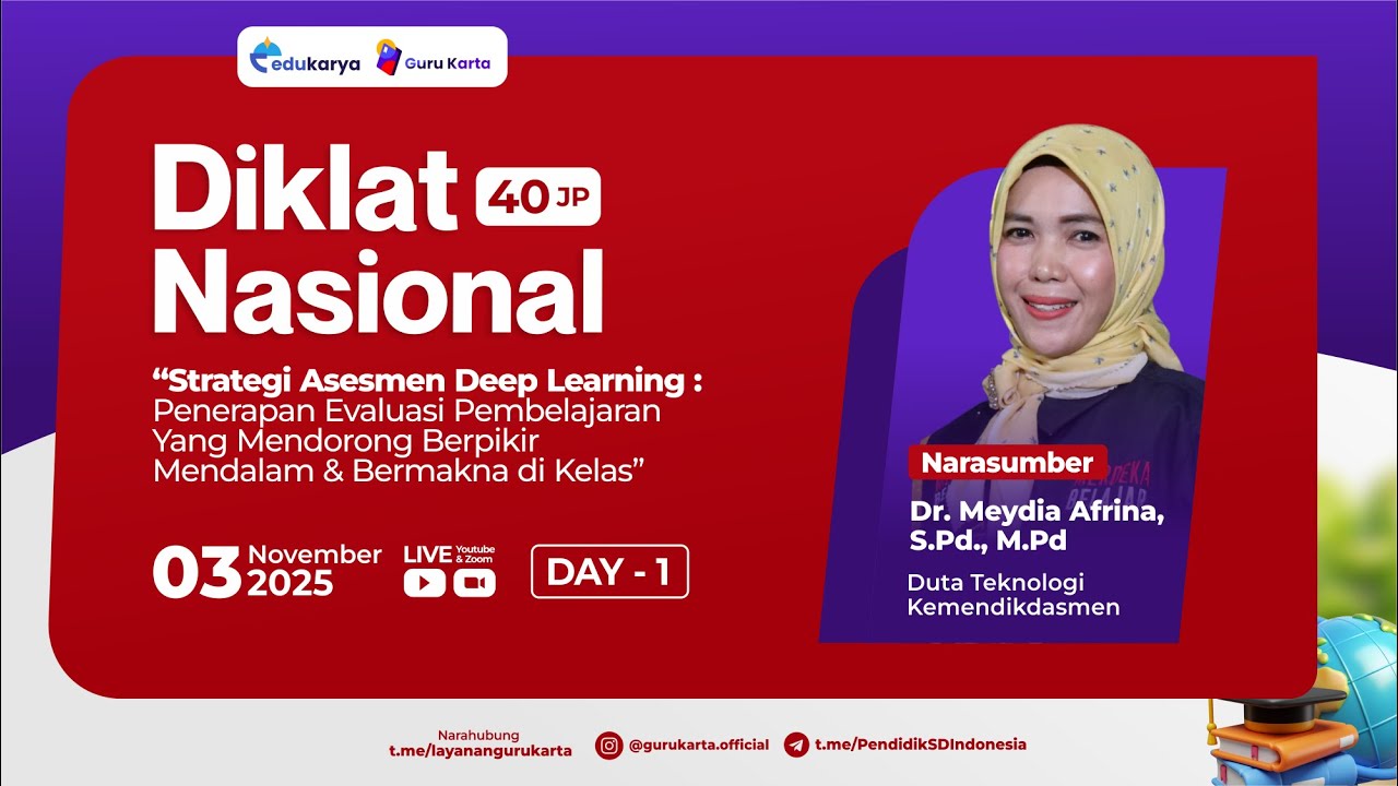 Hari 1: Diklat Penerapan Evaluasi Pembelajaran Yang Mendorong Berpikir Mendalam & Bermakna di Kelas