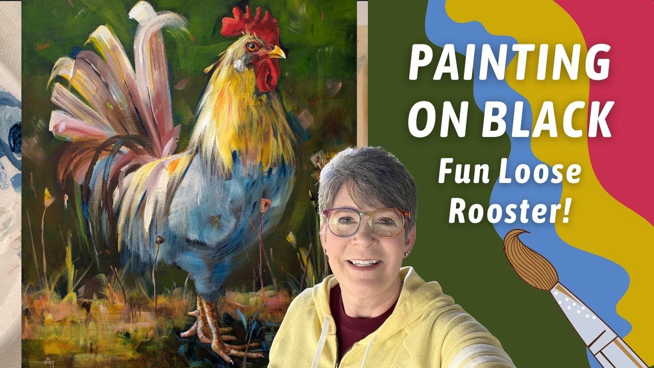 ACRYLIC Rooster Painting on WOOD PANEL! Full Video! Traceable Available By: Annie Troe
