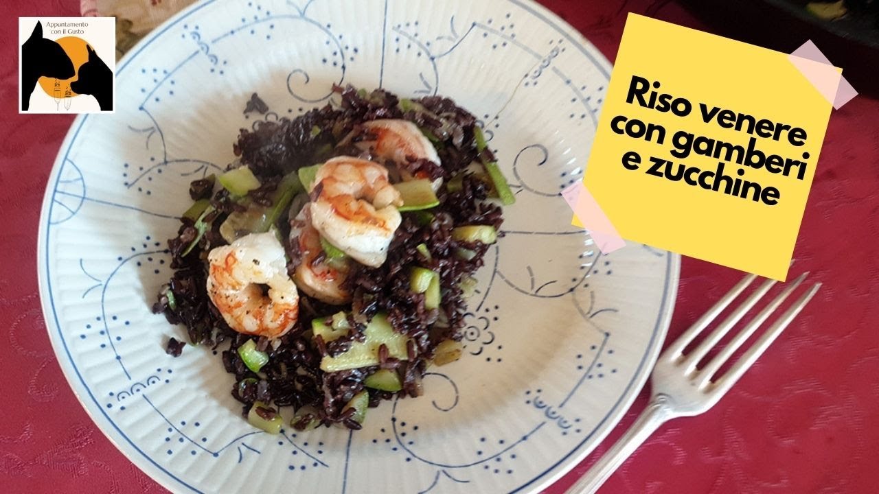 Riso venere con gamberi e zucchine