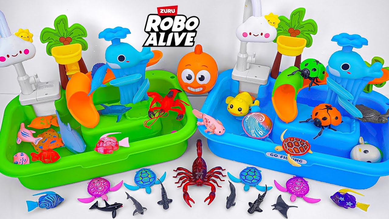 🦈toy asmr🦈 ZURU Robo Alive Turtle Swimming, RC Scorpion, Aquariums ASMR 🐊 Satisfying Unboxing