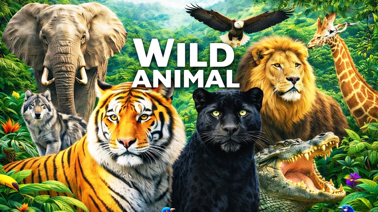जंगली जानवरों के नाम | Learn 20 Wild Animals Name in English | Kids Learning & Vocabulary Video