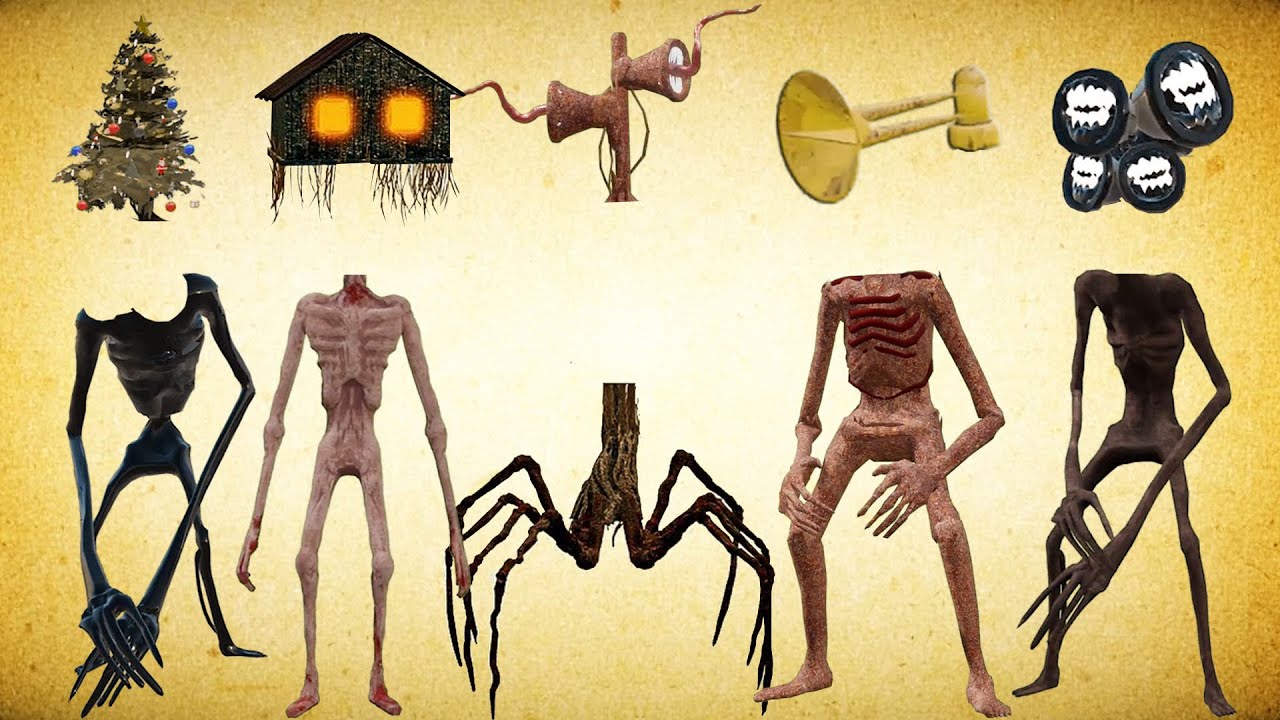 WRONG HEADS SIREN HEAD CHRISTMAS TREE, HOUSE HEAD, SIREN HEAD ROBLOX, ACA HURRICANE, SIREN HEAD DARK