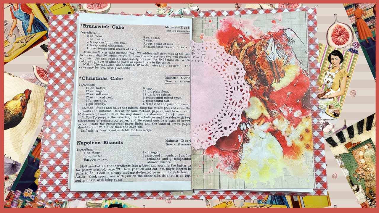 🍽Vintage cookbook junk journal recipes | Cooking junk journal kitchen recipe book craft with me