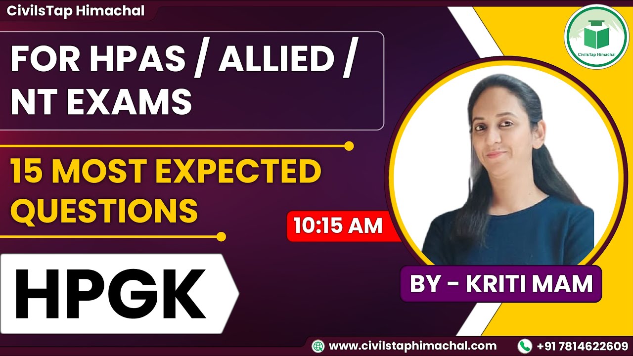 HPAS/Allied/NT Exams | 15 Most Expected Questions | HPGK | CivilsTap Himachal