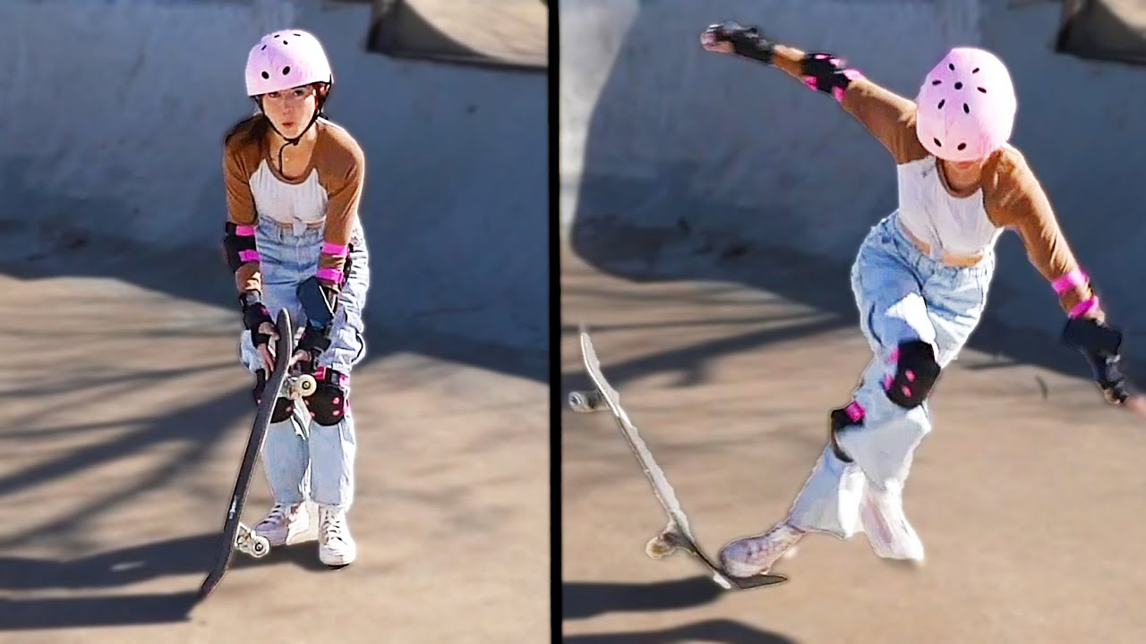Maya has some CLOSE calls while trying to kickflip...