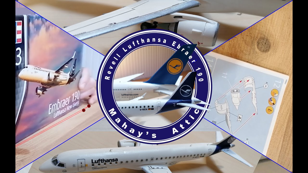 Revell Embraer 190 Lufthansa New Livery 1:144 plastic model kit unboxing and assembly