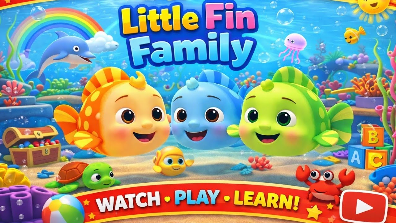 Little Fin Family 🐟 | Kids Song & Nursery Rhyme | Underwater Ocean Animation | Baby Fish Family Song