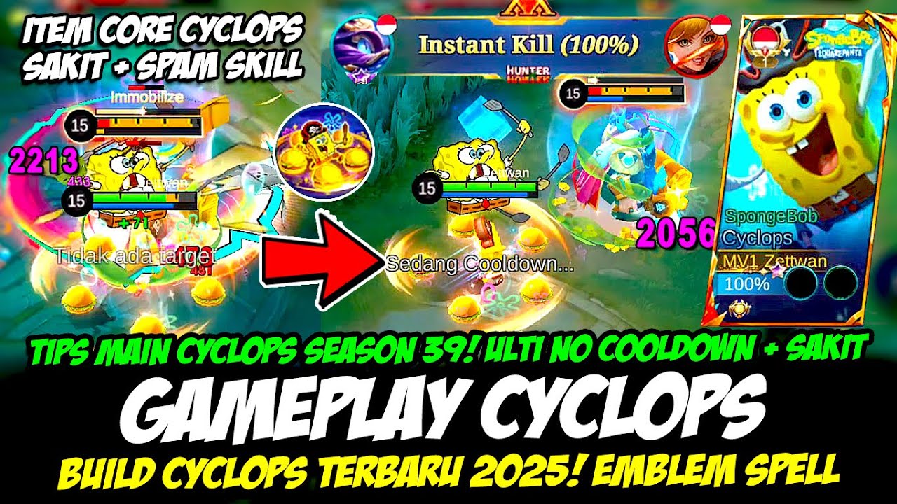 GAMEPLAY CYCLOPS SKIN SPONGEBOB❗CARA MAIN CYCLOPS SEASON 39❗BUILD CYCLOPS TERBARU❗CYCLOPS TOP GLOBAL