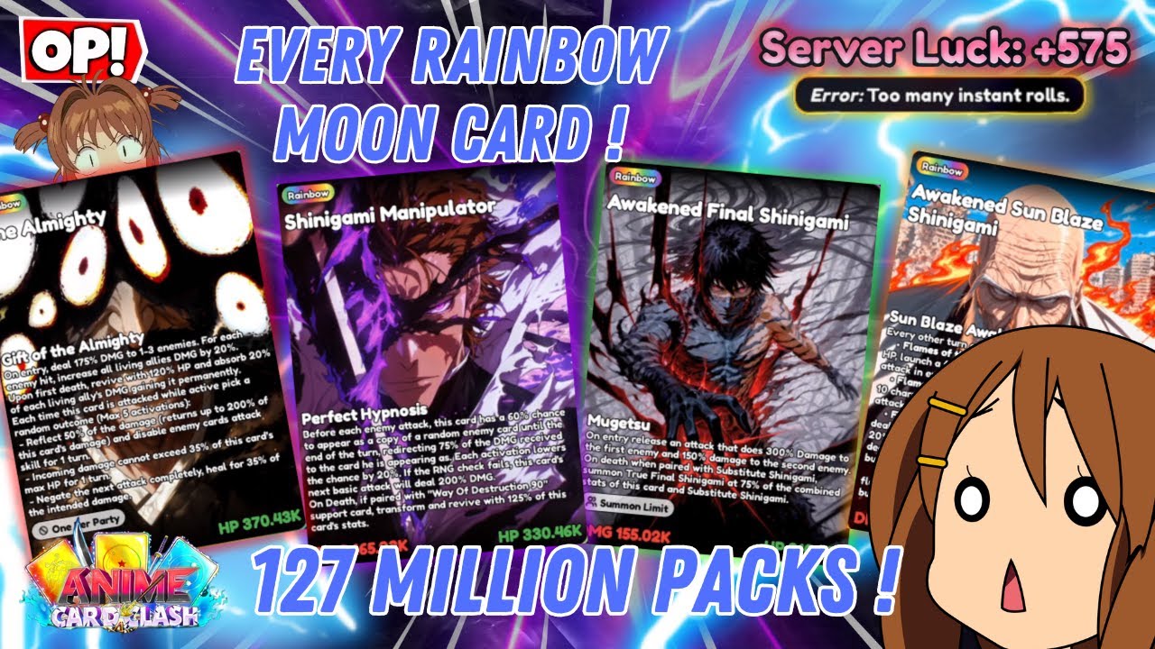 ALL RAINBOW MOON CARDS?!😱| INSANE LUCK Opening 127M Packs – Anime Card Clash (Roblox)