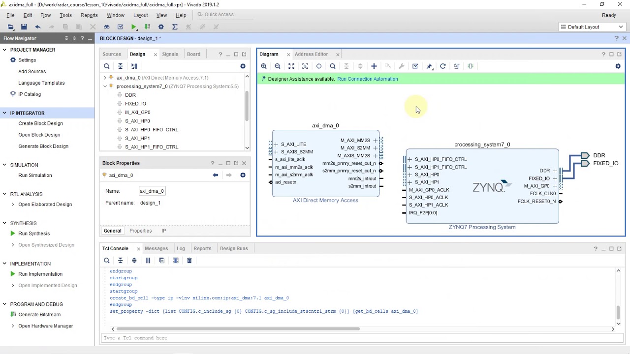 FPGA SoC Zynq 7000 (lesson 10): AXI DMA in Direct Register Mode