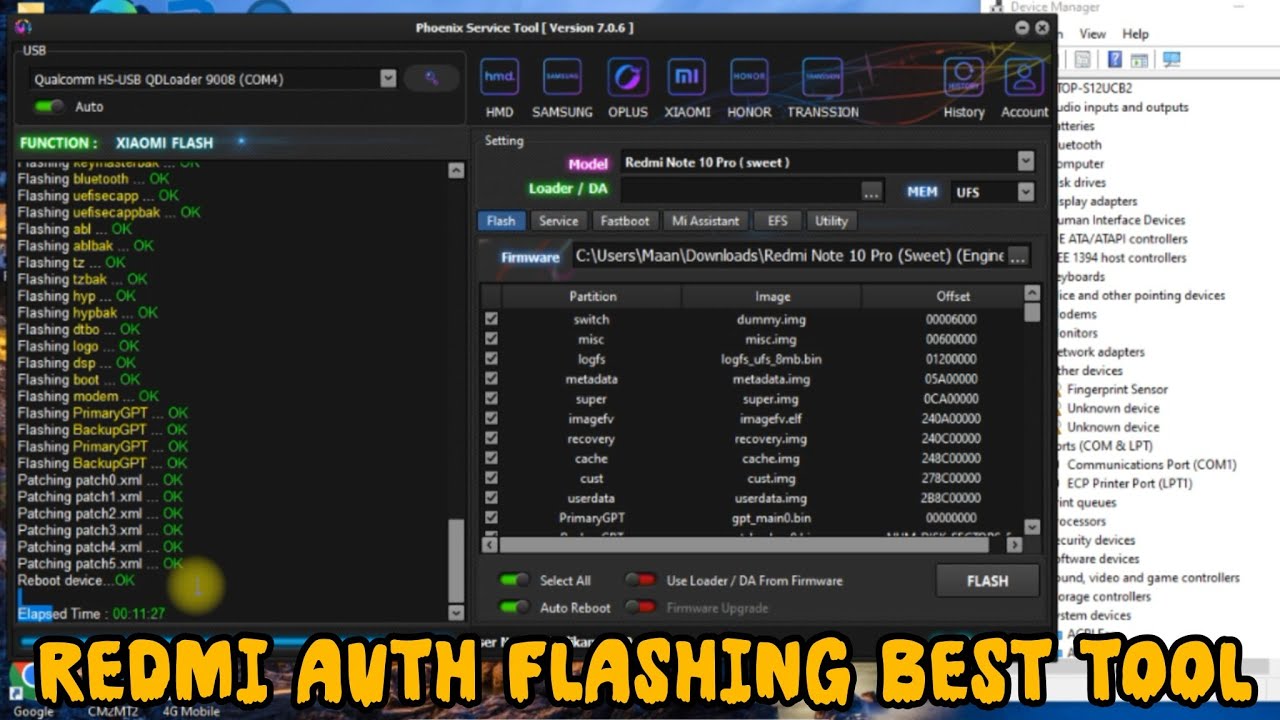 Redmi Auth Flashing Note 10 Pro Eng Auth Flash Tool 