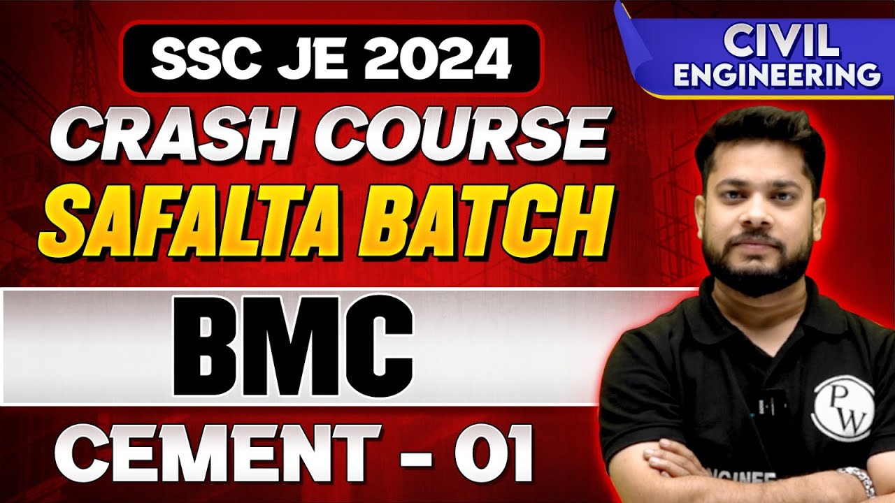 SSC JE Crash Course 2024 - Safalta Batch | BMC 01 | Cement | Civil Engineering