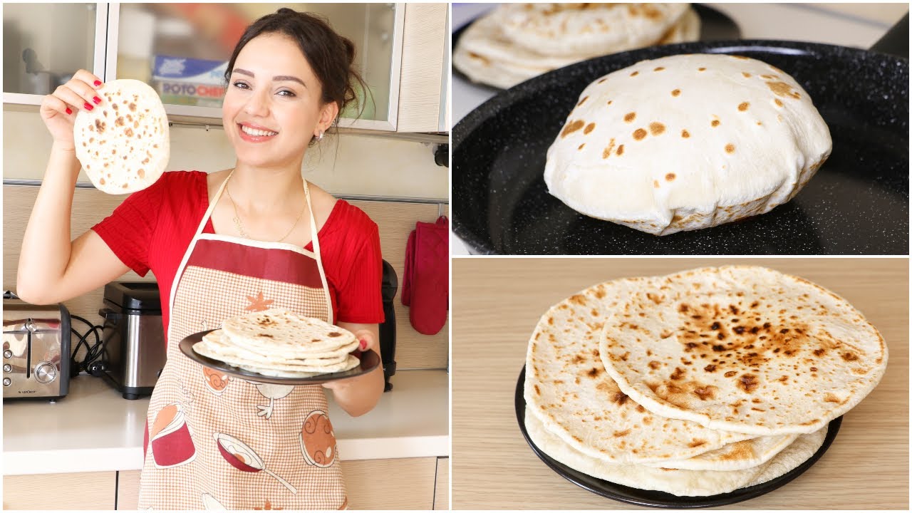 👌خبز ال10 دقائق بدون فرن أو تخمير ولا زيوت خفيف وطري وسهل التحضيرNo yeast Pita Bread