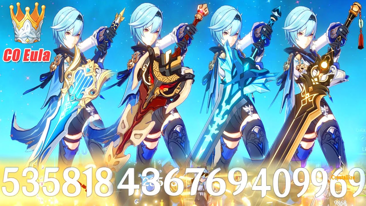 Eula C0 Crowned - Snow-Tombed - Serpent Spine - Prototype - Song of Broken Damage Comparison