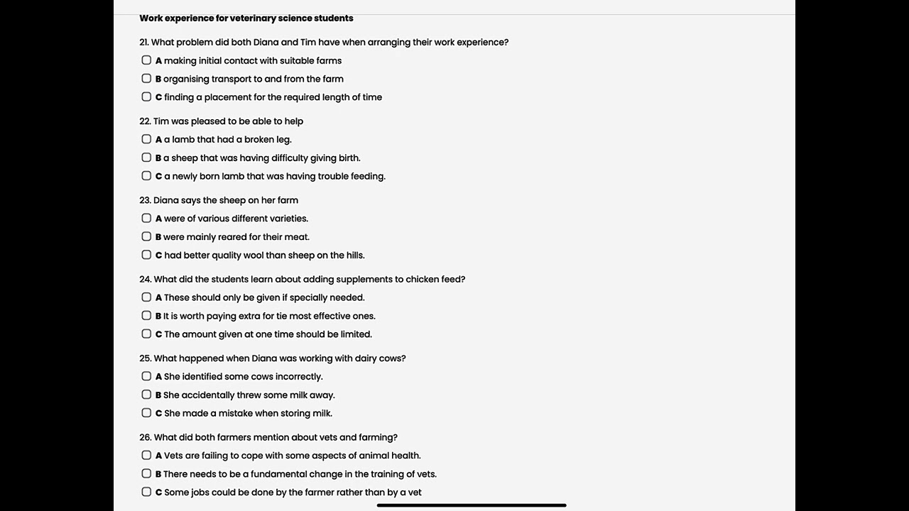 Listening part three (Work experience for veterinary science students) @ieltslisteningpro.24