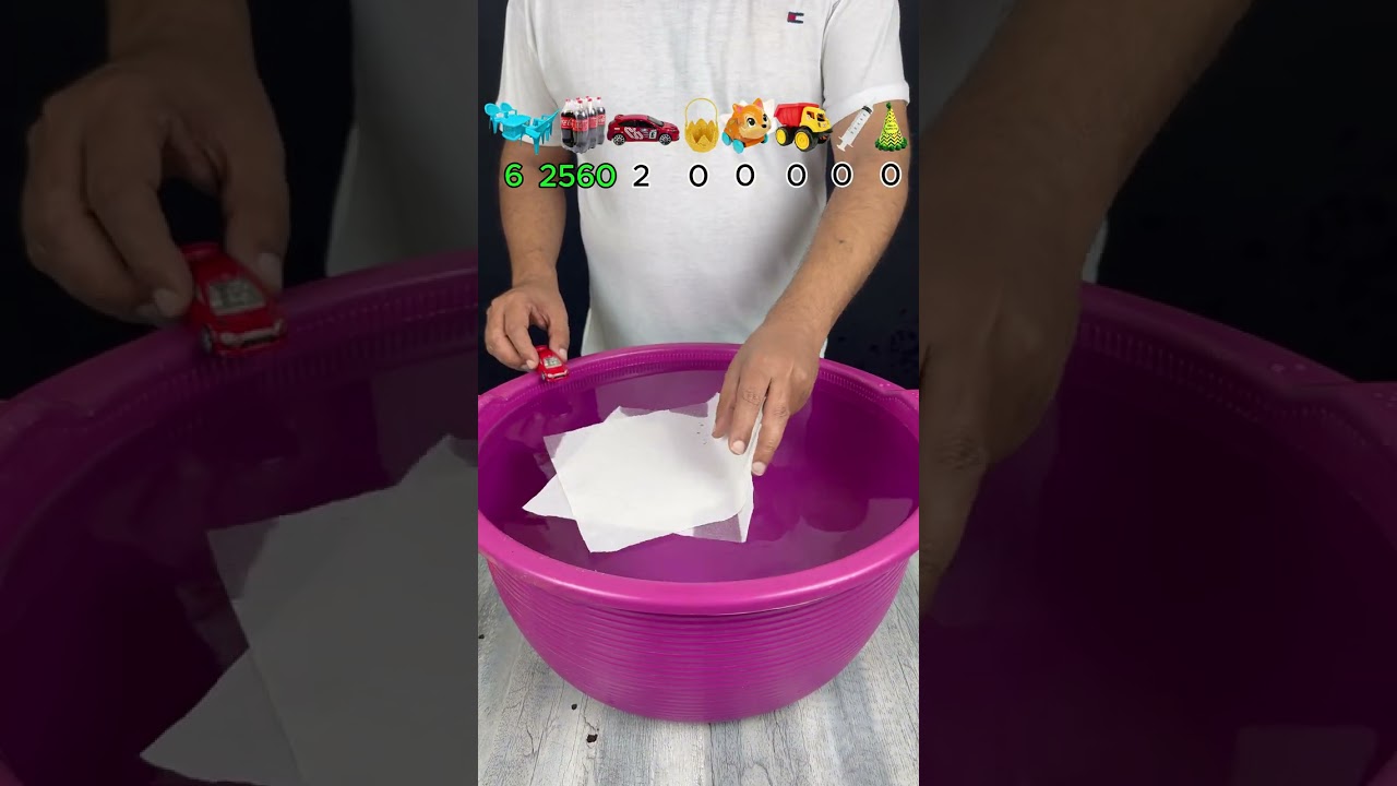 TRY TO GUESS HOW MANY TISSUE PAPER WILL FLOAT? #asmr #satisfying #experiment #foryou #water