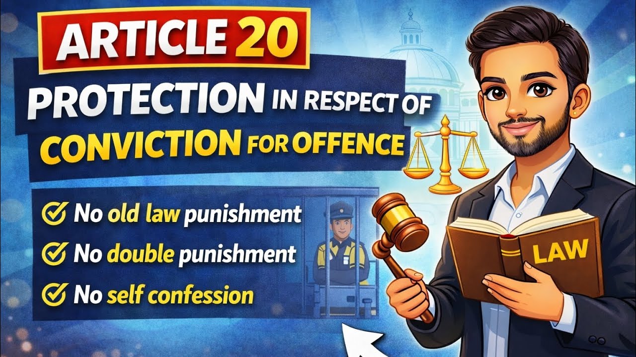 (Article:-  20)Protection in respect of conviction for offence ,with case laws and examples.