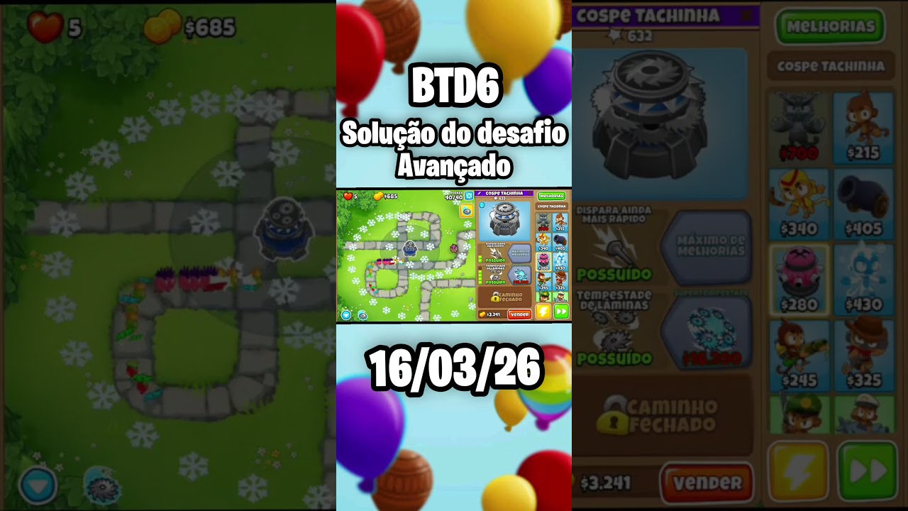 solução do desafio avançado 16/03/26 - Bloons TD6 #viral #bloonstd6 #games