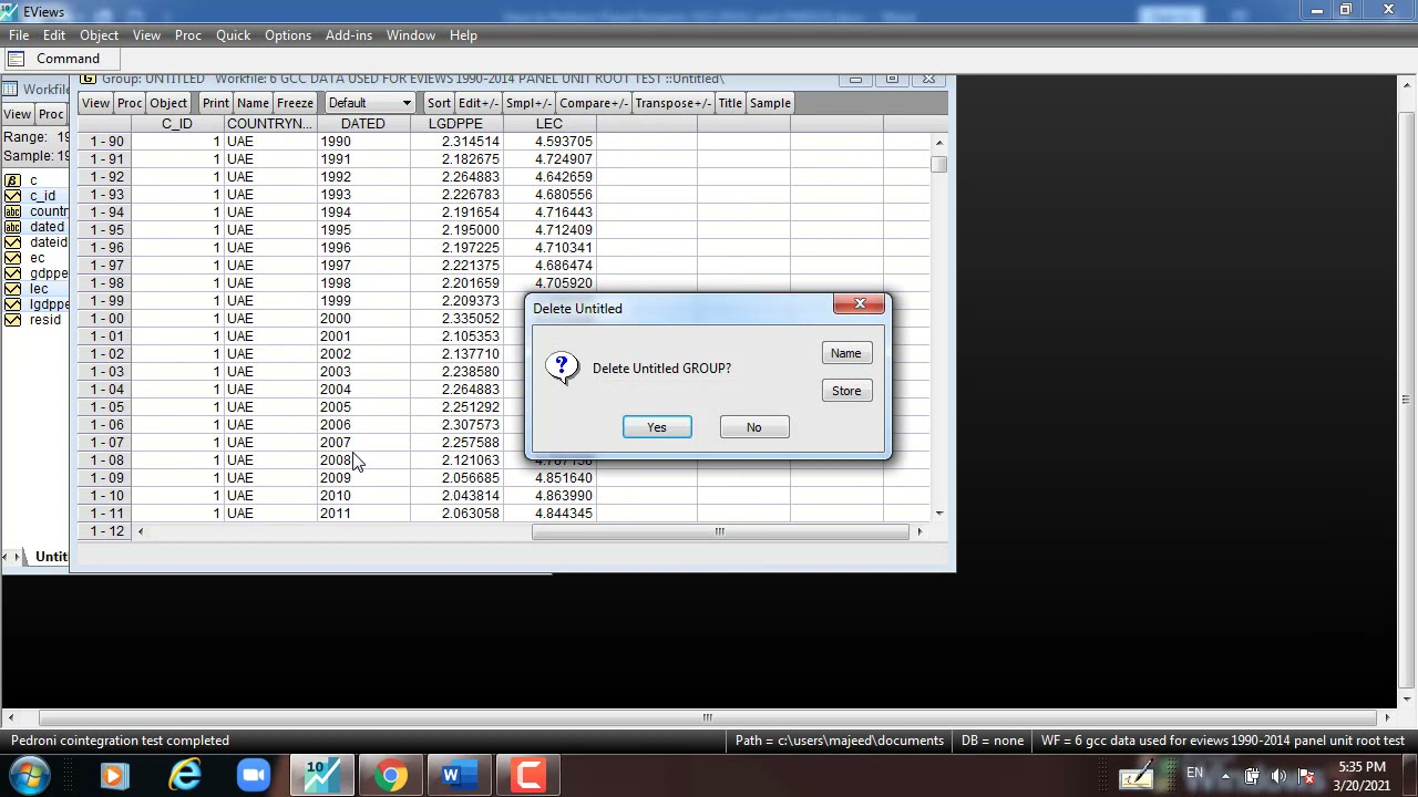 (EViews 10) How to Perform Panel Fully modified OLS (FMOLS) in Panel Co integration Model 2