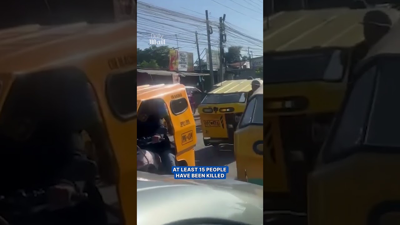 Drivers stop in middle of road as 7.8-magnitude earthquake hits Philippines