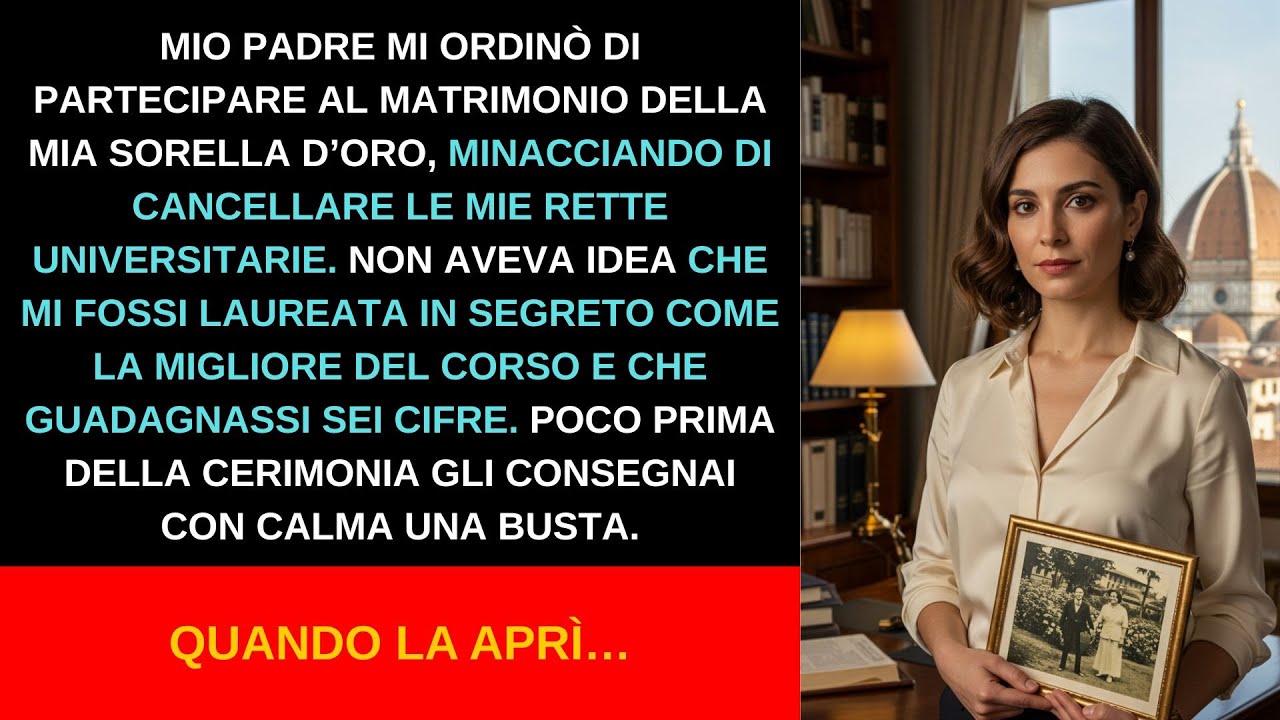 Mio padre mi costrinse ad andare al matrimonio della mia sorella d’oro, minacciando di cancellarmi l