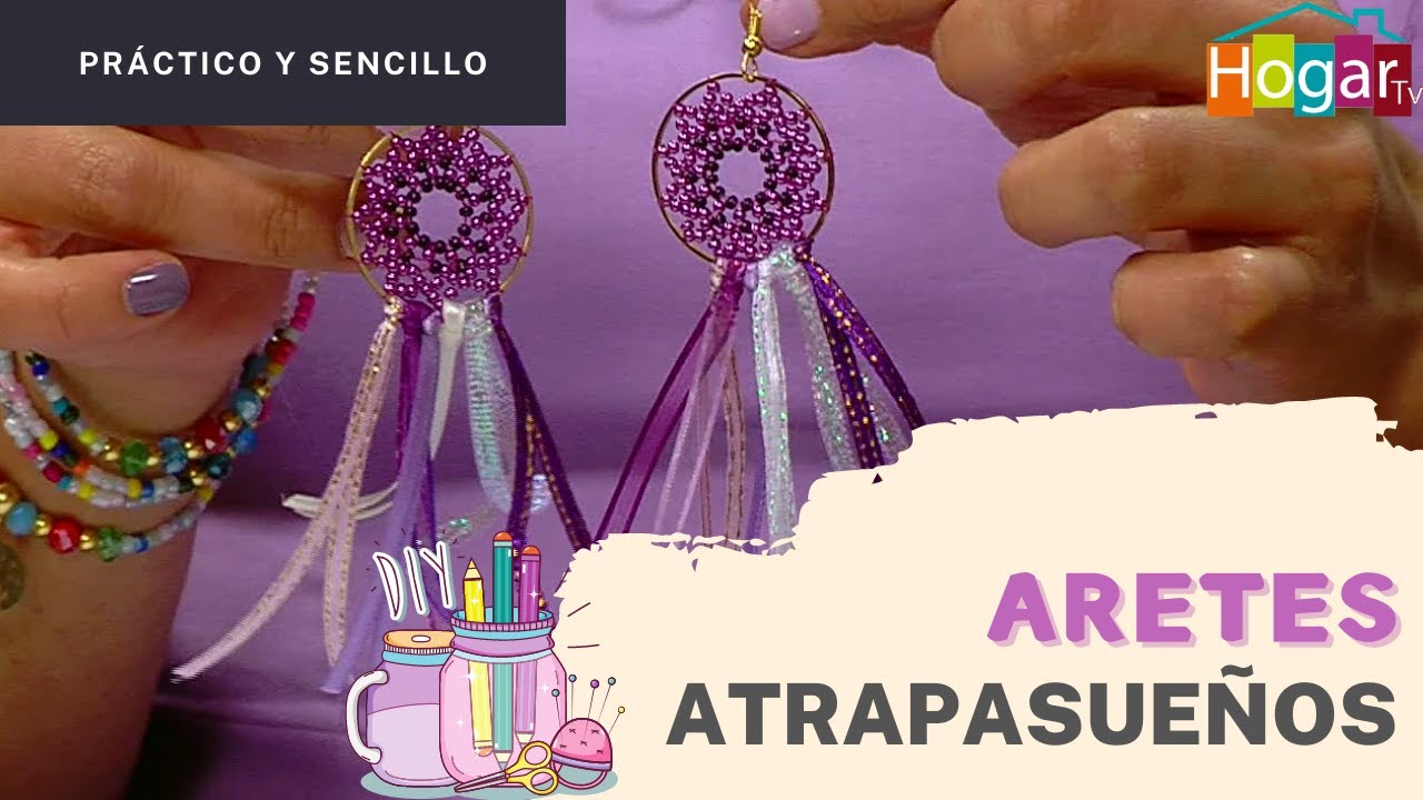 Aretes atrapasueños en mostacilla morada - HogarTv producido por Juan Gonzalo Angel Restrepo