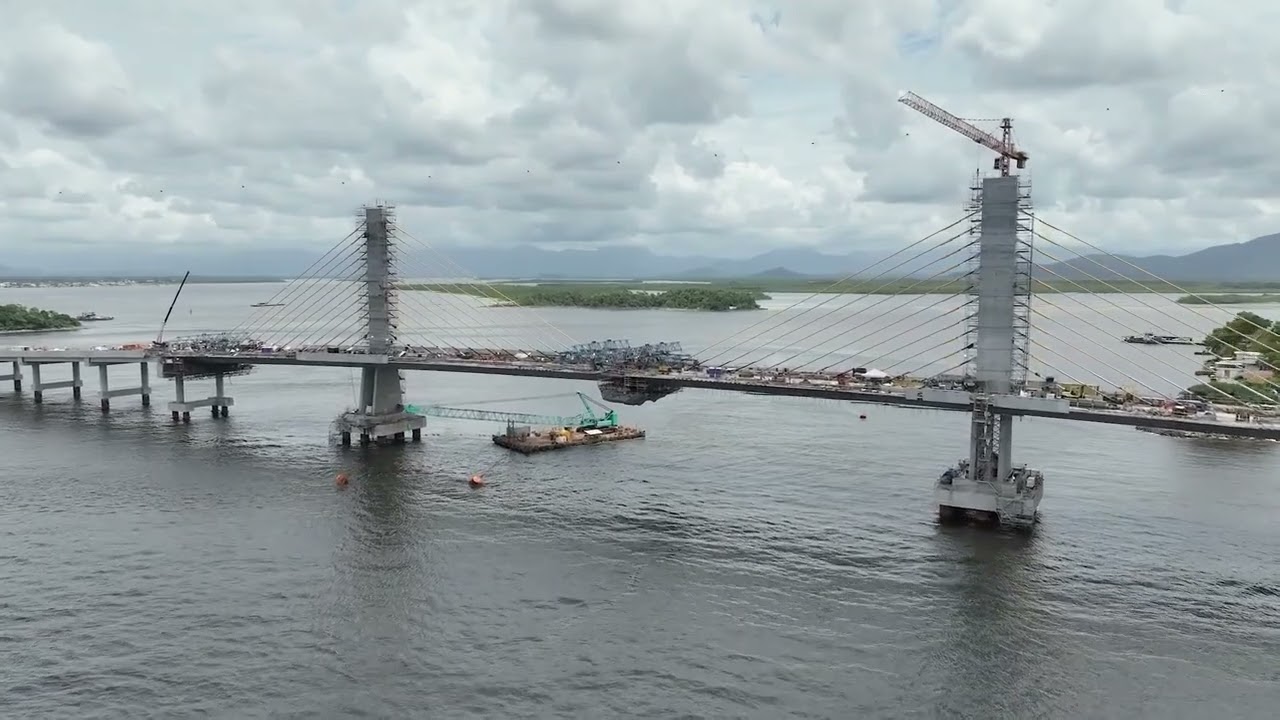 Atualização da obra: ponte de Guaratuba fecha vão central e avança