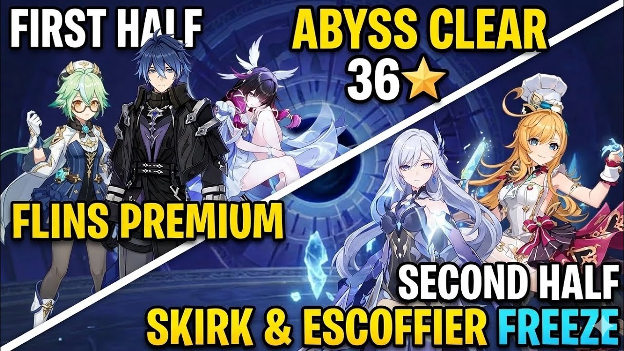 [Abyss 6.4]First Abyss clear. Flins Premium and Skirk Freeze. With cooked builds🥀