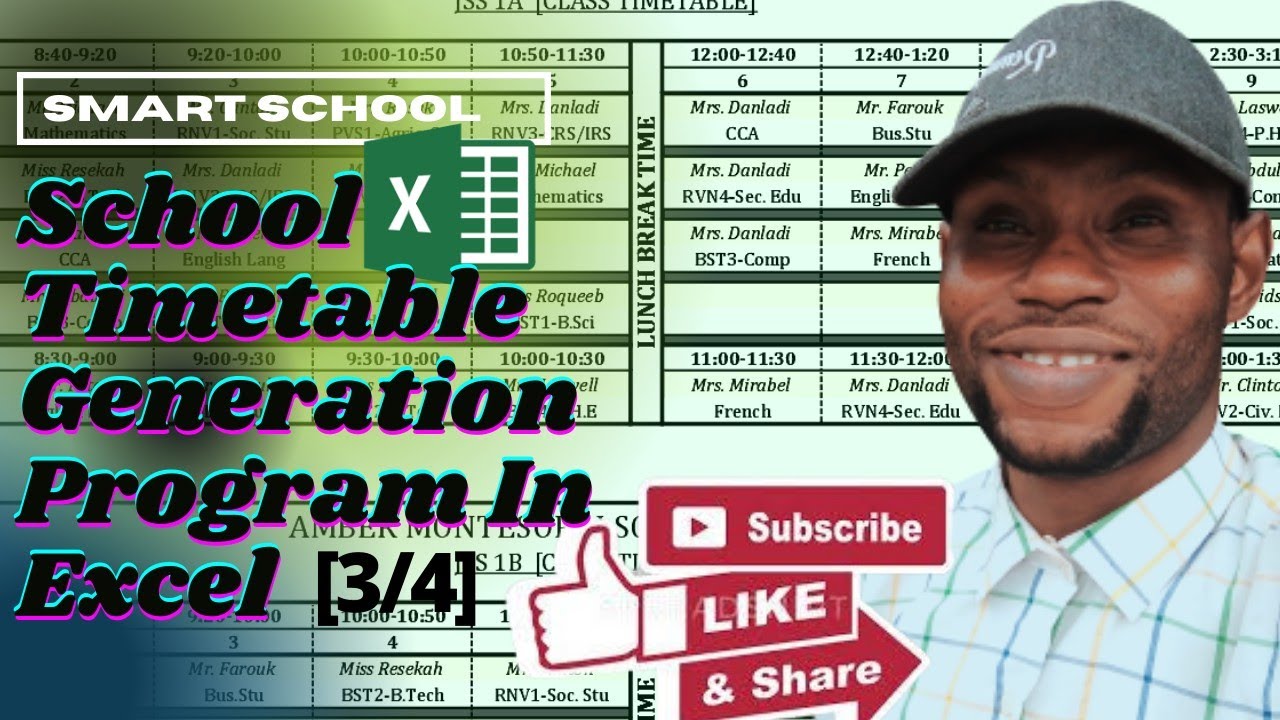 Smart School Timetable Generator Program In Microsoft Excel - UPDATED