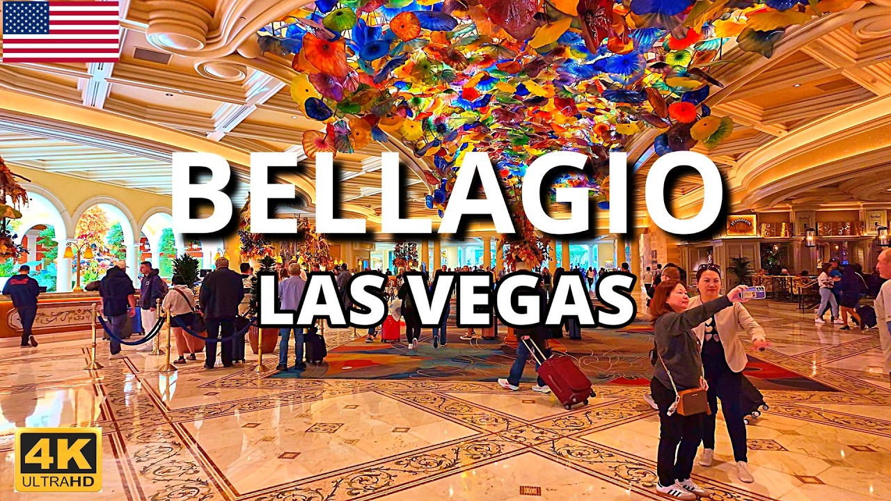 Bellagio Las Vegas Walking Tour 4K | Fountains, Botanical Garden & Casino