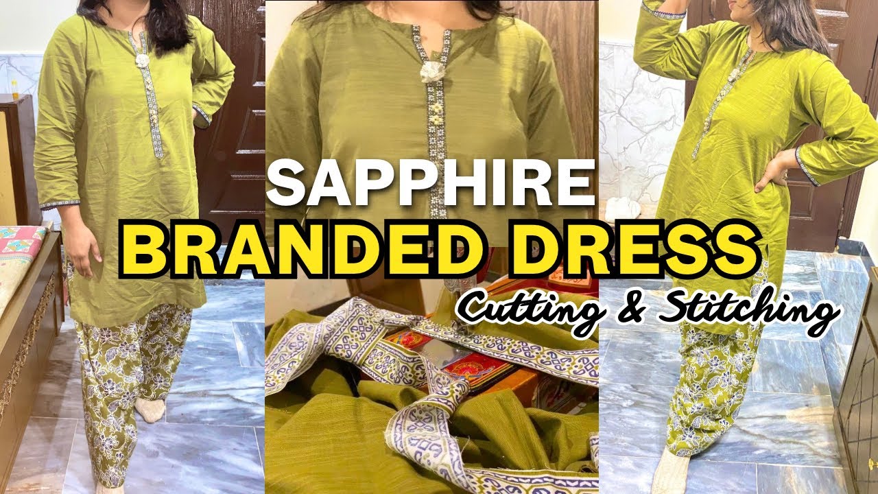 Sapphire Branded Dress Cutting & Stitching | Khaddar Suit Full Tutorial + Try On Look