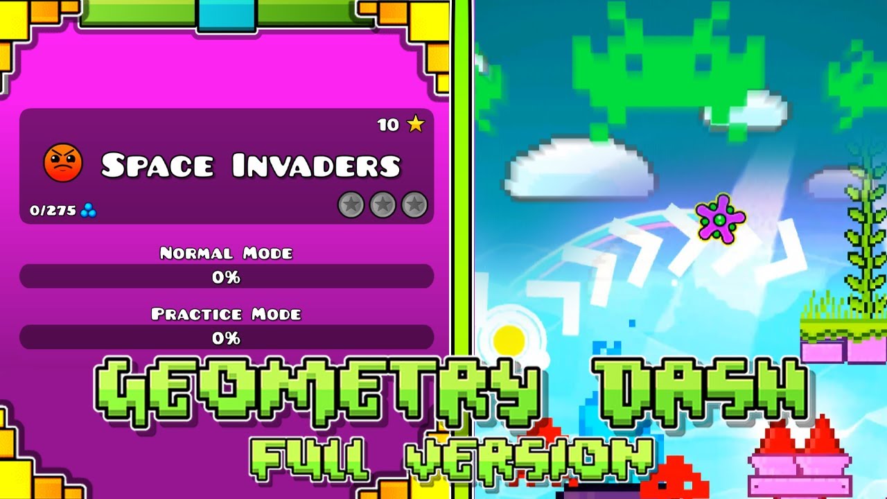 Space Invaders All Secret Coins | Geometry Dash Full Version | By Neonfairex | [FAN-GAME]