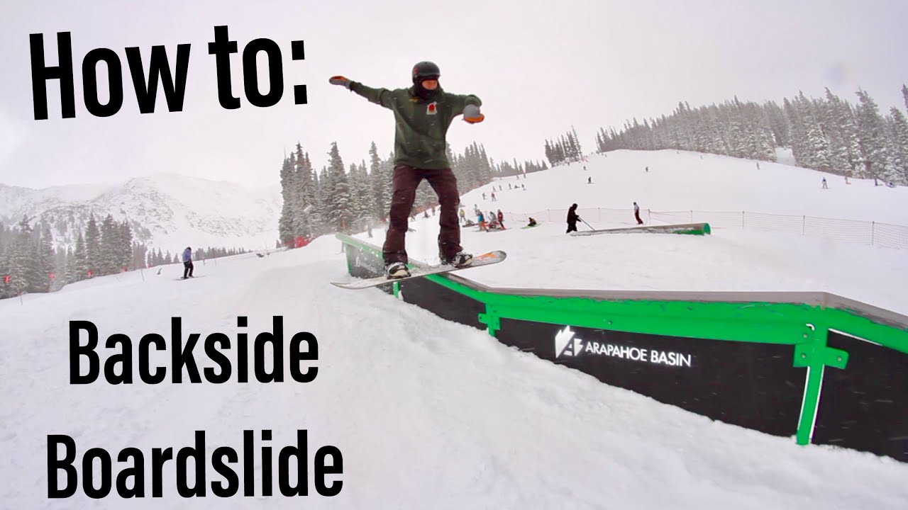 HOW TO BOARDSLIDE on a SNOWBOARD URBAN STYLE RAIL for BEGINNERS