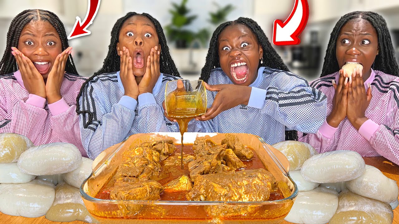 BIG BITES CHALLENGE | FUFU AND PALMNUT SOUP (BANGA SOUP) WITH GOAT MEAT AND FISH | AFRICAN FOOD