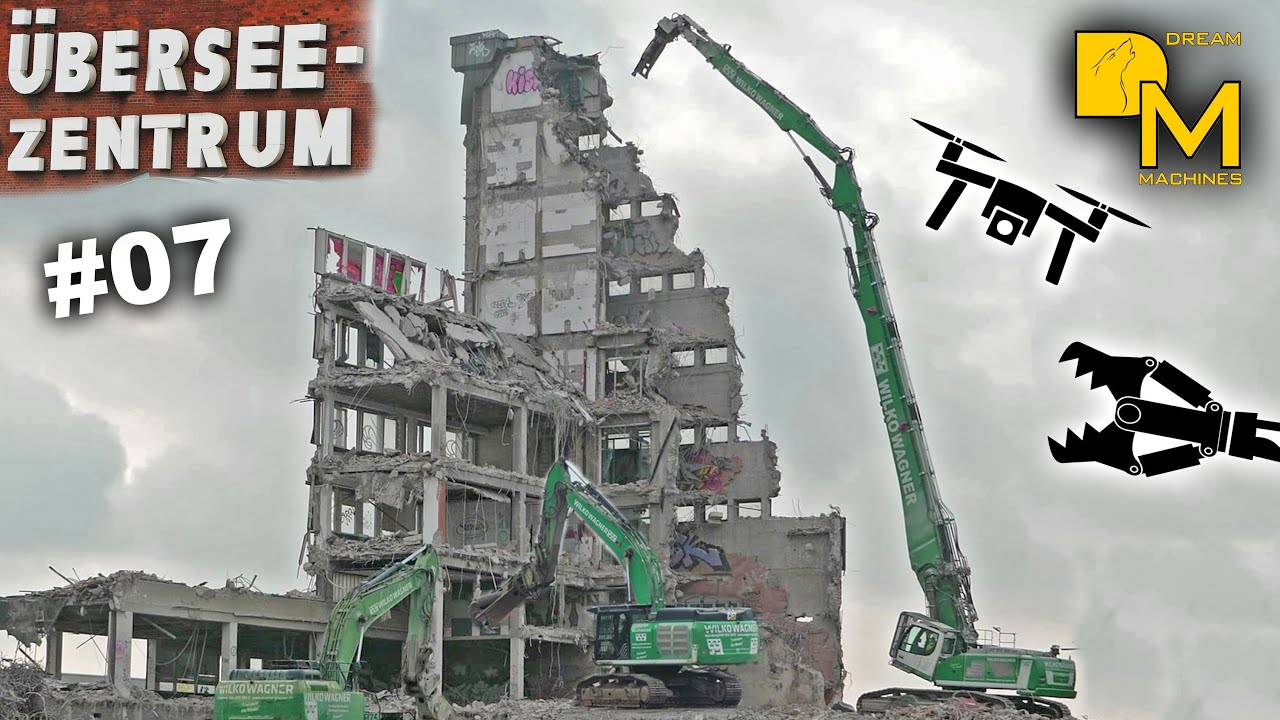 LIEBHERR 960 Longfront Bagger GRÖSSTE Baustelle der Stadt Abbruch Übersee-Zentrum [7]